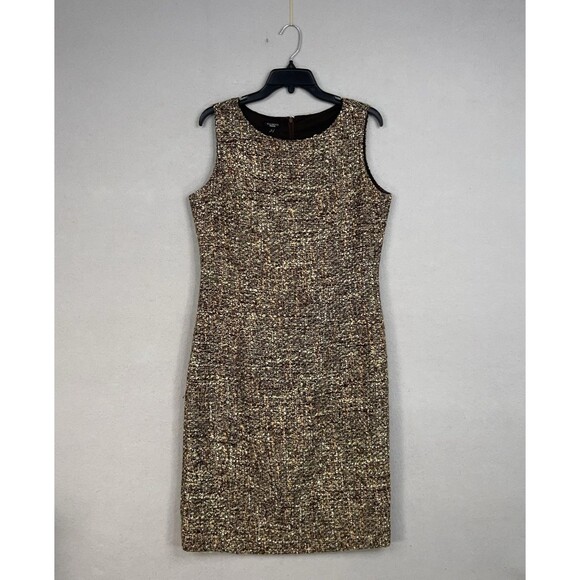 Talbots Dress Womens 12 Brown Metallic Tweed Academia Preppy Minimal Career Work - Picture 1 of 12